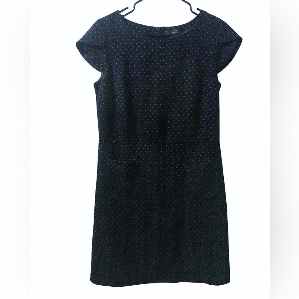 Next Tailoring Navy blue Shift Dress SIZE 14 UK patch  pockets tulip caps sleeve